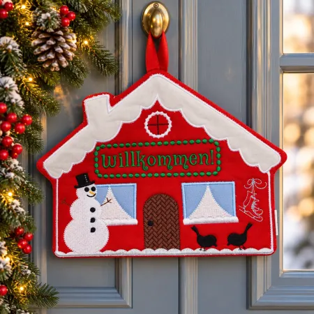 Haustüranhänger Weihnachten Willkommen in Hausform