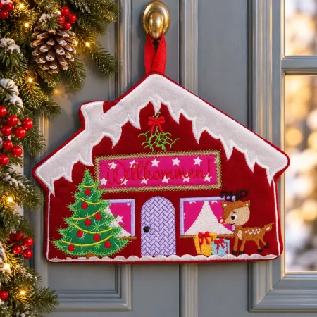 Haustürschild Weihnachten Willkommen Haus 24 x 17 cm