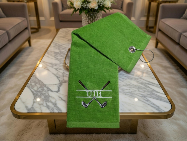 Personalisiertes Golfhandtuch mit Name bestickt