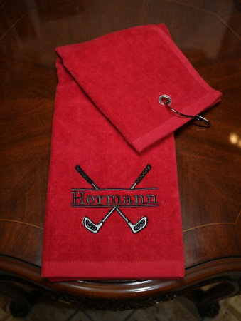Personalisiertes Golfhandtuch mit Name bestickt