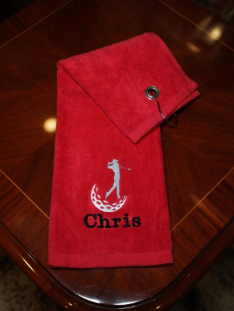 Golfhandtuch mit eigenem Namen besticken lassen
