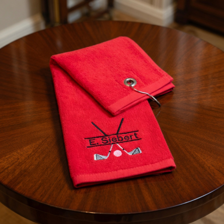 Golfschlägertuch rot mit Namen