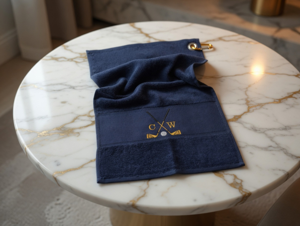 Personalisierte Marineblau Golfhandtücher mit Initialen
