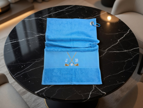 Personalisierte Türkisblau Golfhandtücher mit Initialen