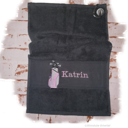 Golfschlägertuch mit Golftasche bestickt