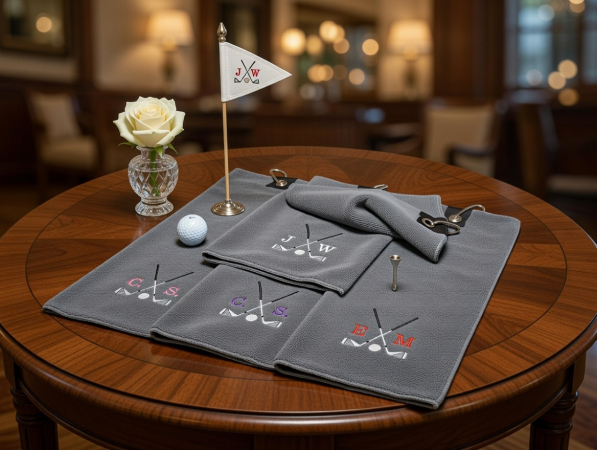 Preview: Golfhandtuch mit Initialen