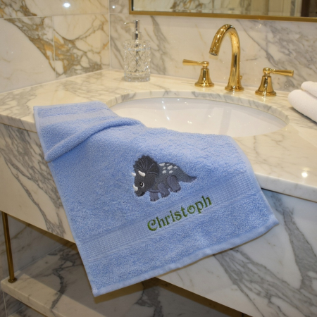 Handtuch Dino mit Name Christoph bestickt