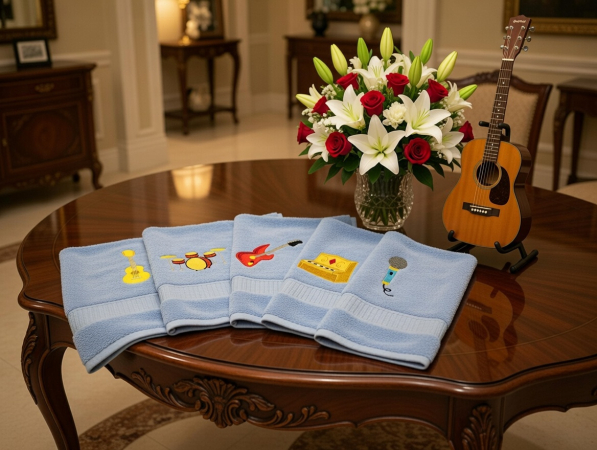 Handtuch mit Musikinstrumenten