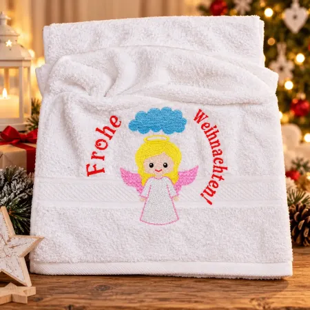 Weißes Engel Handtuch für Mädchen 30x50 cm bestickt