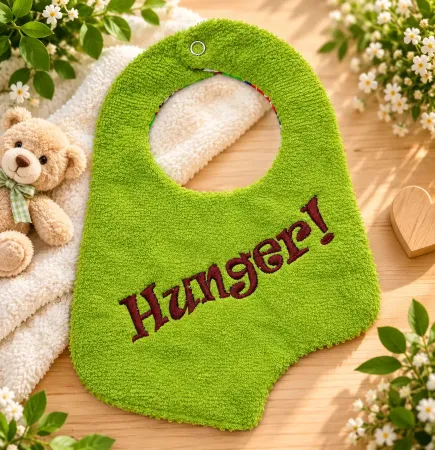 Baby Lätzchen Hunger aus Baumwolle und Frottee