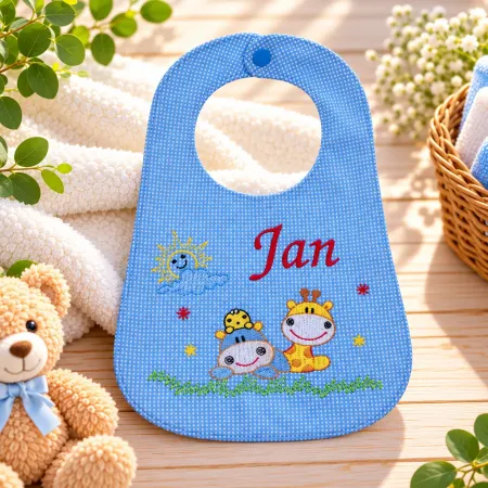 Baby Lätzchen aus Baumwolle mit gesticktem Namen Jan