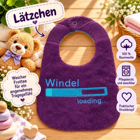 Baby Lätzchen Windel loading aus Baumwolle mit Frottee Vorderseite