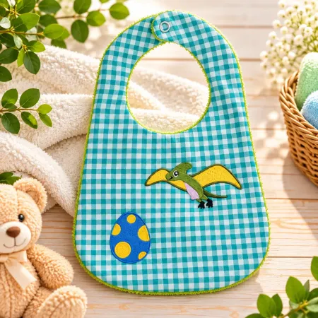 Baby Lätzchen Dinosaurier mit grüner Frottee Rückseite