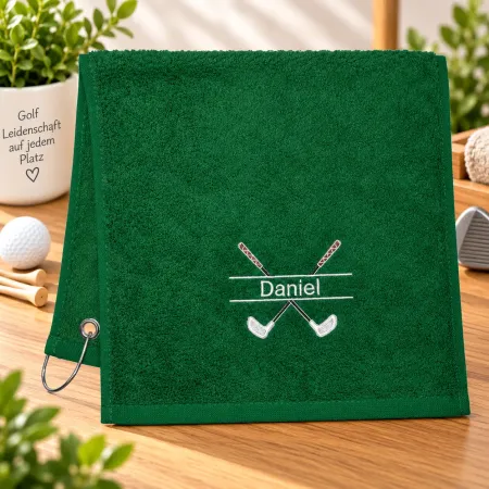 Golfschlägertuch Dunkelgrün mit Namen