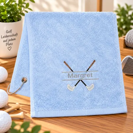 Golfschlägertuch Hellblau mit Namen