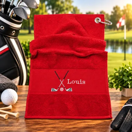 Golfhandtuch Rot mit Name
