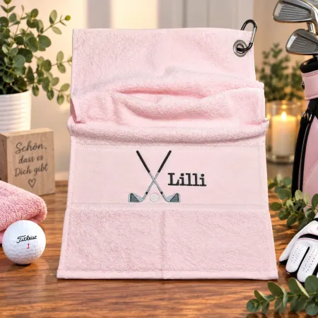 Golfhandtuch HellrosaRot mit Name