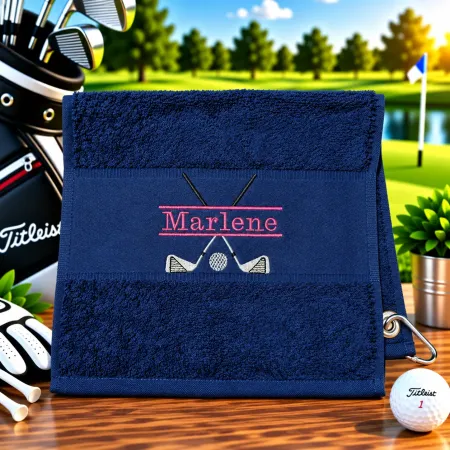 Golfhandtuch Golfschläger mit Namen besticken lassen