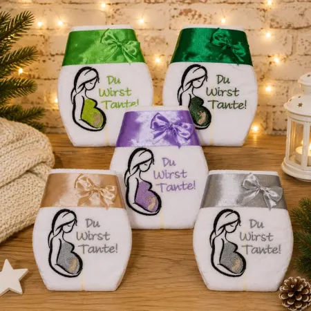 Bestickte Windel du wirst Tante