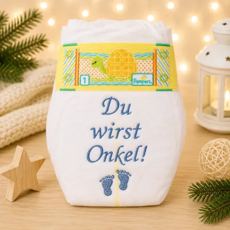 Preview: Bestickte Windel zur Schwangerschaftsverkündung Du wirst Onkel.