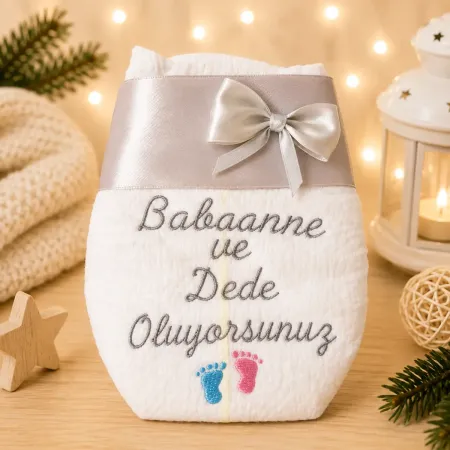 Bestickte Windel auf Türkisch Babaanne ve Dede Oluyorsunuz