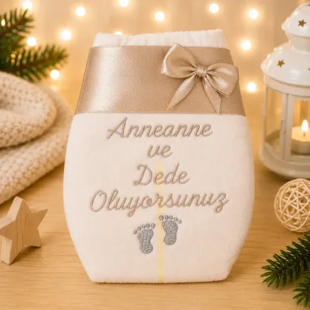 Bestickte Windel auf Türkisch Anneanne ve Dede Oluyorsunuz