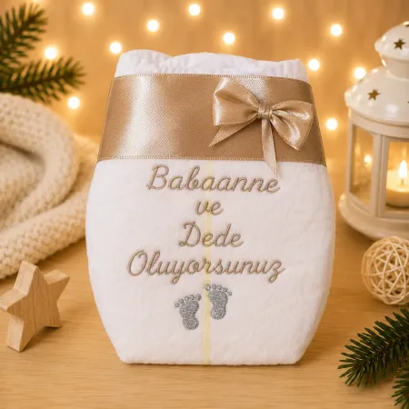 Preview: Bestickte Windel auf Türkisch Babaanne ve Dede Oluyorsunuz