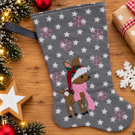 Nikolausstiefel Reh Größe S bestickt Weihnachtsdeko
