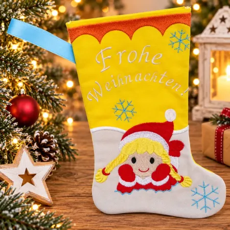 Nikolausstiefel Mädchen Frohe Weihnachten Größe S bestickt