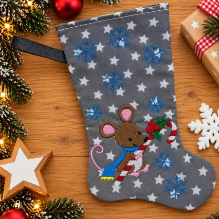 Nikolausstiefel Maus Größe S bestickt Weihnachtsdeko