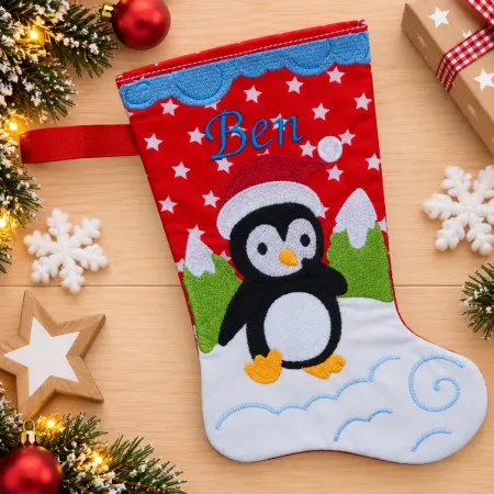 Nikolausstiefel Pinguin Größe S mit Name Ben