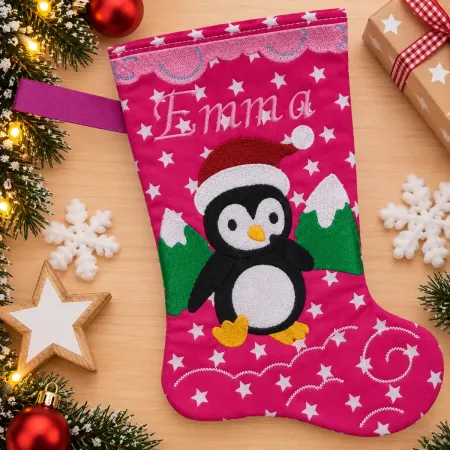 Nikolausstiefel Pinguin Größe S mit Name Emma