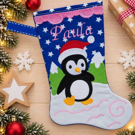 Nikolausstiefel Pinguin Größe S mit Name Paula