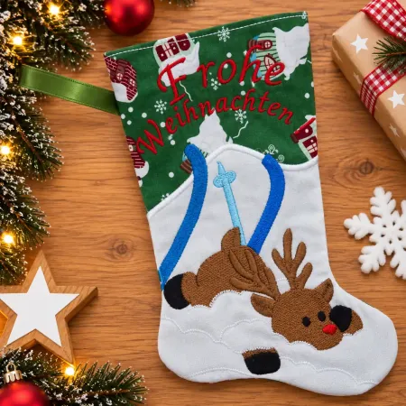Nikolausstiefel Elch Frohe Weihnachten Größe S bestickt