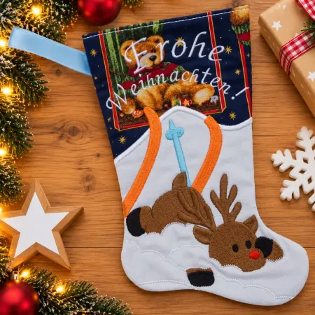 Nikolausstiefel Elch Frohe Weihnachten Größe S