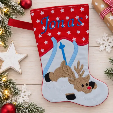 Nikolausstiefel Elch Größe S mit Name Jonas