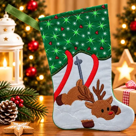 Nikolausstiefel Elch Größe S bestickt Weihnachtsdeko