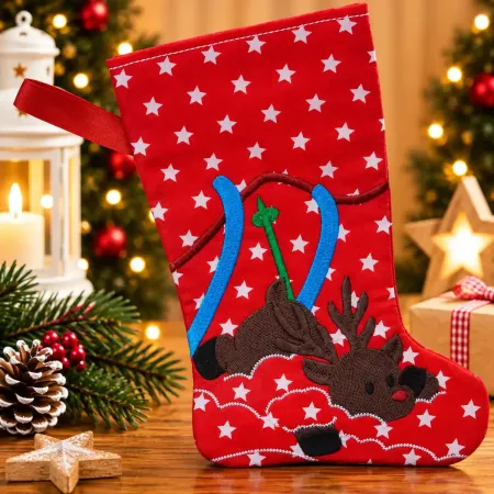 Nikolausstiefel Elch Größe S bestickt Weihnachtsdeko