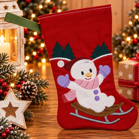 Nikolausstiefel Schneemann Größe S bestickt Weihnachtsdeko