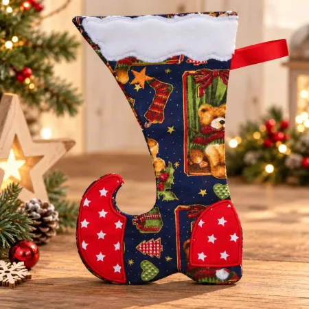 Elfenstiefel Bär bestickt Weihnachtsdeko