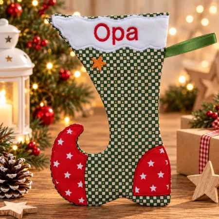 Elfenstiefel Opa bestickt Weihnachtsgeschenk