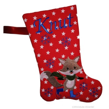 Nikolausstiefel mit Name Stofffarbe rot