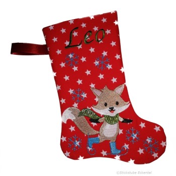 Nikolausstiefel mit Name Stofffarbe rot