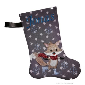 Nikolausstiefel mit Name Stofffarbe grau
