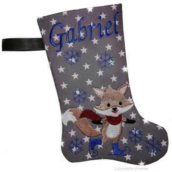 Nikolausstiefel mit Name Stofffarbe grau