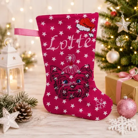 Nikolausstiefel YORKIE bestickt mit Name Lotte
