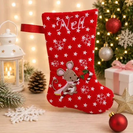 Nikolausstiefel mit Name Stofffarbe rot