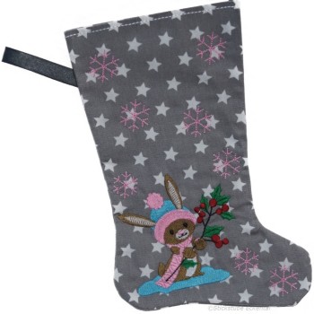 Nikolausstiefel mit Name Stofffarbe grau