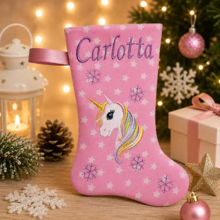 Nikolausstiefel mit Name Stofffarbe rosa