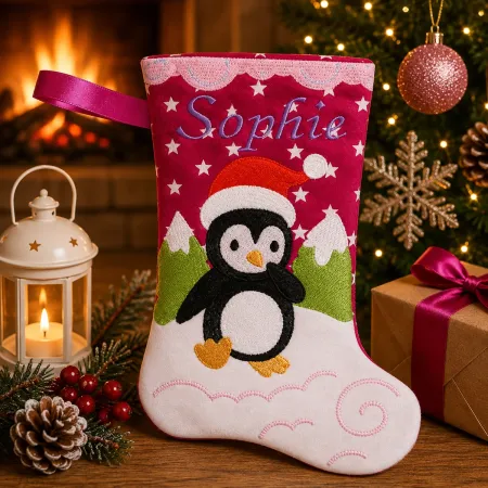 Nikolausstiefel mit Name Stofffarbe pink